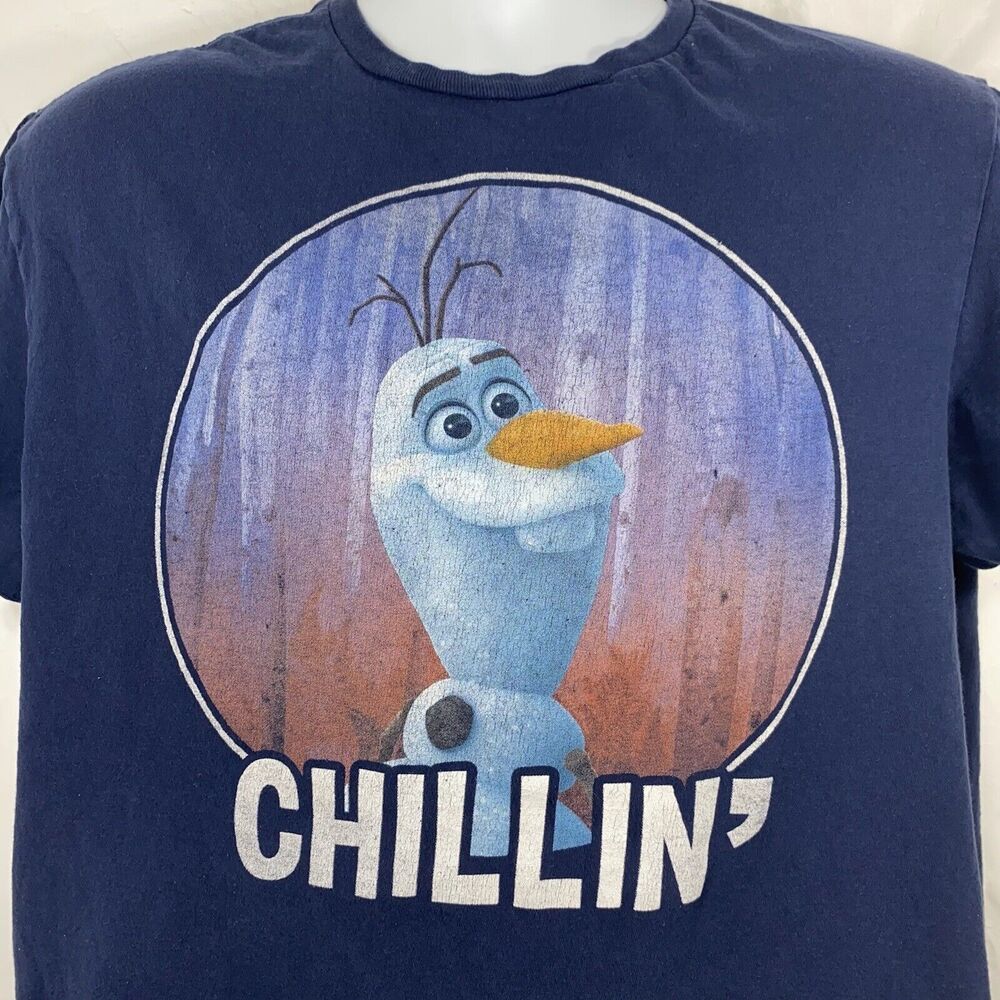 Disney Frozen II Men's Large Olaf The Snowman Chillin Navy Blue Graphic T Shirt - Picture 4 of 9